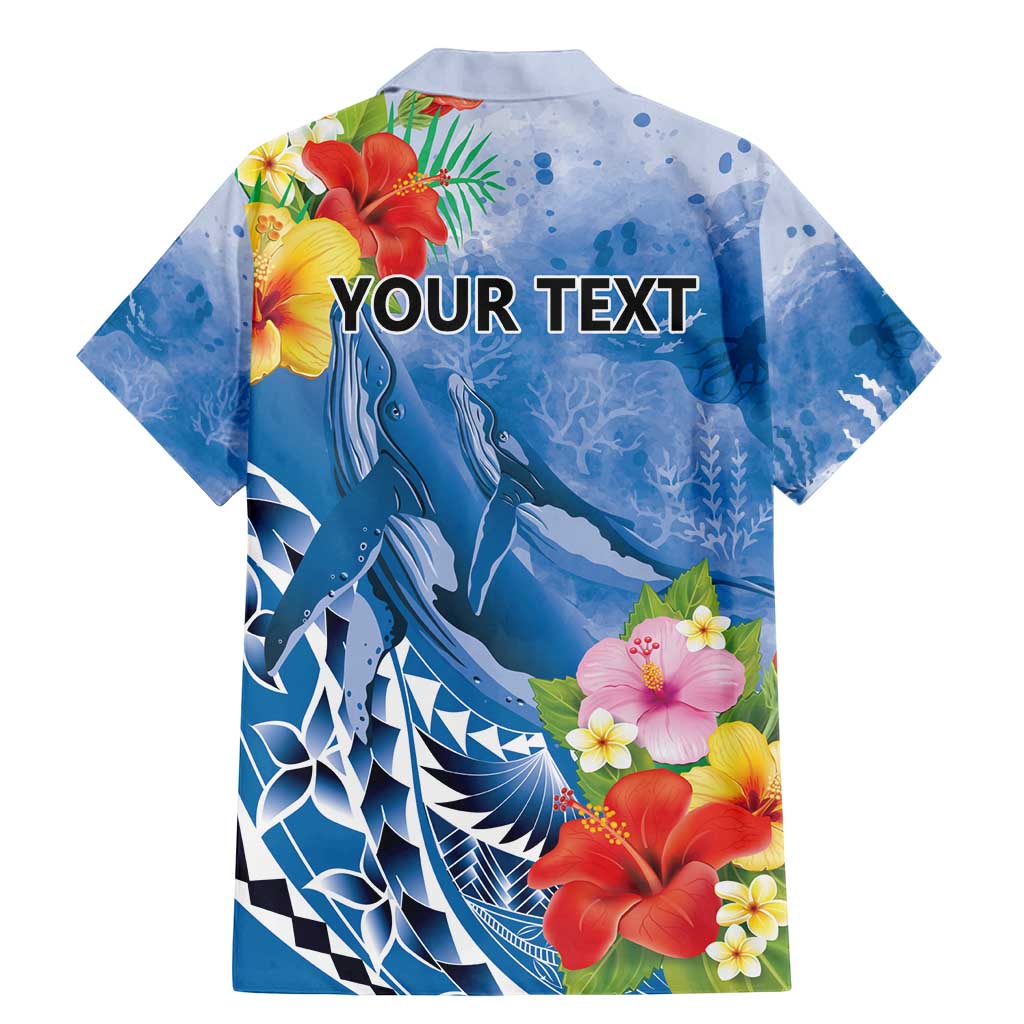 Personalised Yap States Humpback Whale Family Matching Mermaid Dress and Hawaiian Shirt Polynesian Tropical Flowers