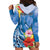 Personalised Yap States Humpback Whale Hoodie Dress Polynesian Tropical Flowers