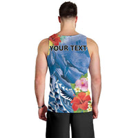 Personalised Yap States Humpback Whale Men Tank Top Polynesian Tropical Flowers