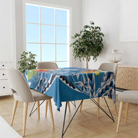 Personalised Yap States Humpback Whale Tablecloth Polynesian Tropical Flowers