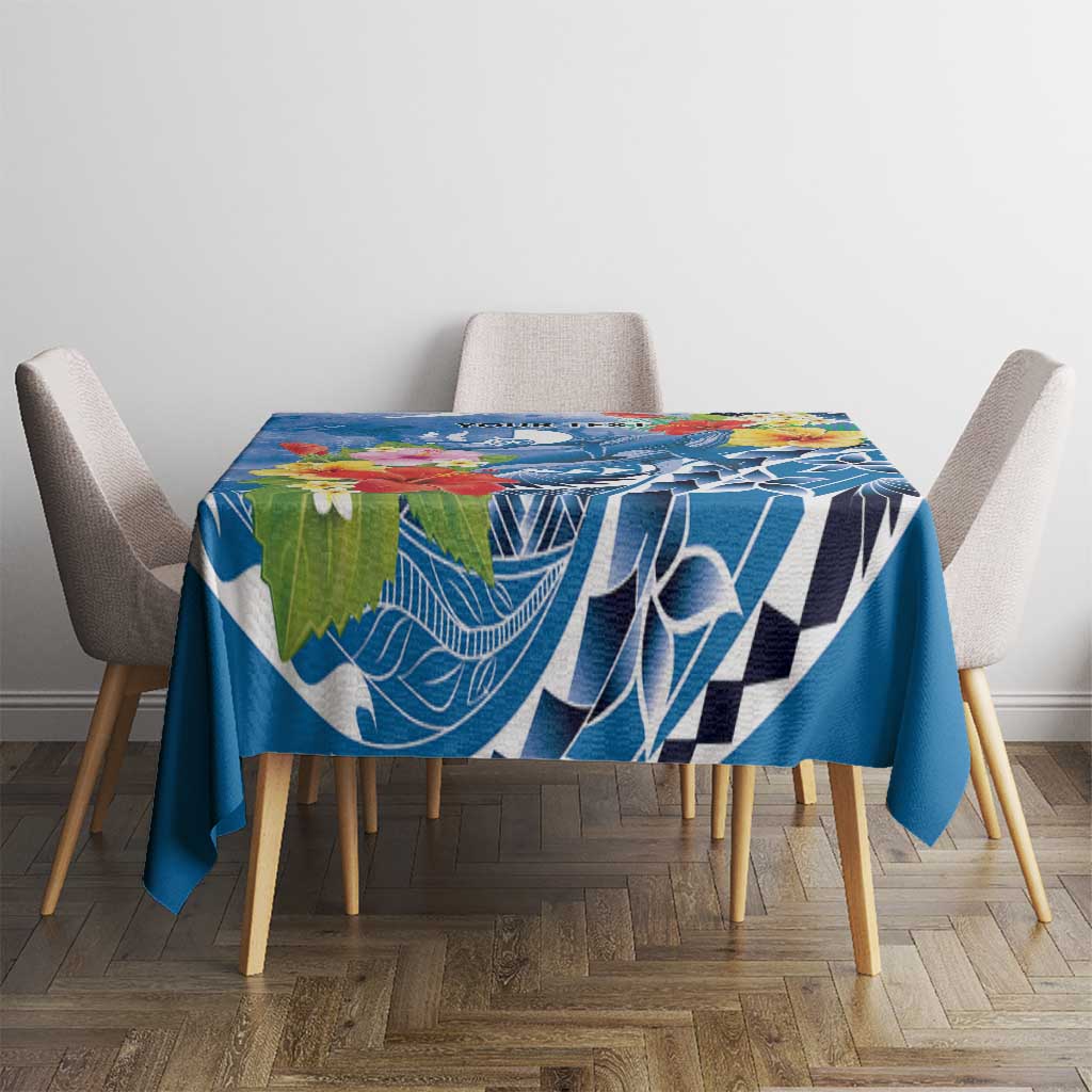 Personalised Yap States Humpback Whale Tablecloth Polynesian Tropical Flowers