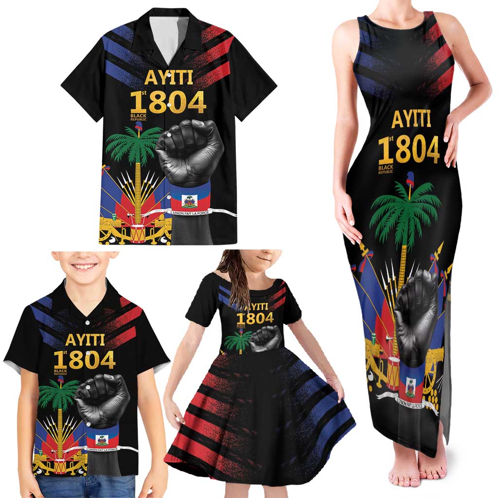 Haiti Independence Day Family Matching Tank Maxi Dress and Hawaiian Shirt The First Black Republic Since 1804