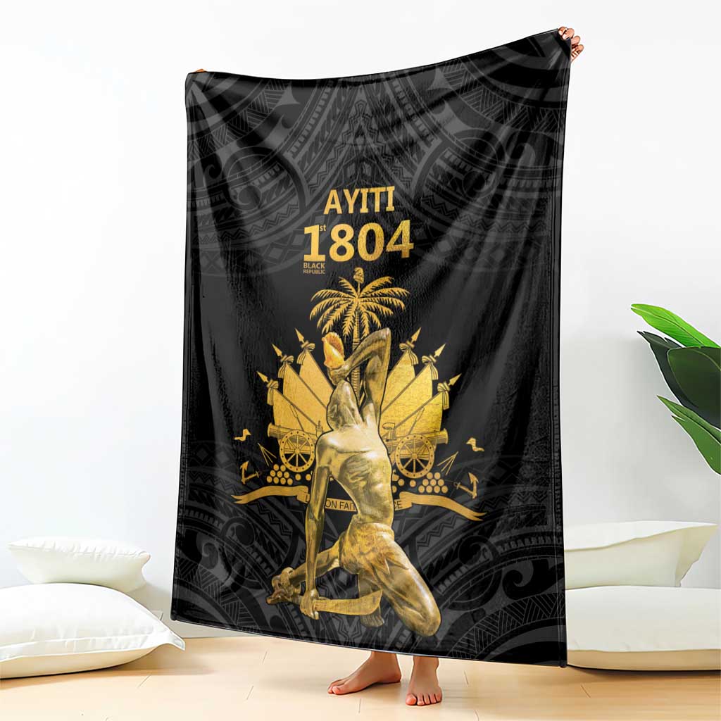 Haitian Negre Marron 1804 Blanket Black Polynesian Pattern