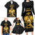 Haitian Negre Marron 1804 Family Matching Long Sleeve Bodycon Dress and Hawaiian Shirt Black Polynesian Pattern