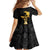 Haitian Negre Marron 1804 Family Matching Off The Shoulder Long Sleeve Dress and Hawaiian Shirt Black Polynesian Pattern