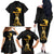 Haitian Negre Marron 1804 Family Matching Off The Shoulder Long Sleeve Dress and Hawaiian Shirt Black Polynesian Pattern