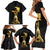 Haitian Negre Marron 1804 Family Matching Short Sleeve Bodycon Dress and Hawaiian Shirt Black Polynesian Pattern