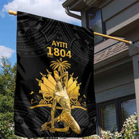 Haitian Negre Marron 1804 Garden Flag Black Polynesian Pattern