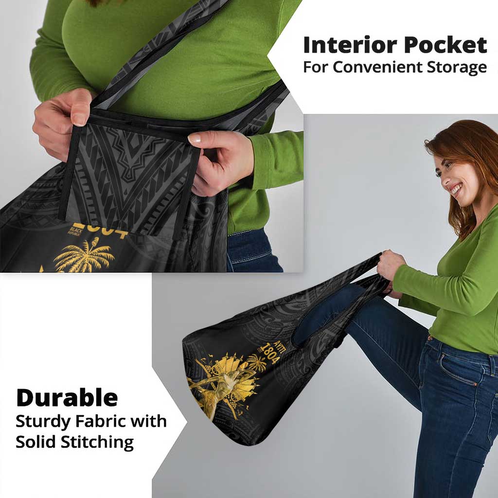 Haitian Negre Marron 1804 Grocery Bag Black Polynesian Pattern