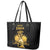 Haitian Negre Marron 1804 Leather Tote Bag Black Polynesian Pattern