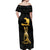 Haitian Negre Marron 1804 Off Shoulder Maxi Dress Black Polynesian Pattern