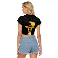 Haitian Negre Marron 1804 Raglan Cropped T Shirt Black Polynesian Pattern LT9 - Polynesian Pride