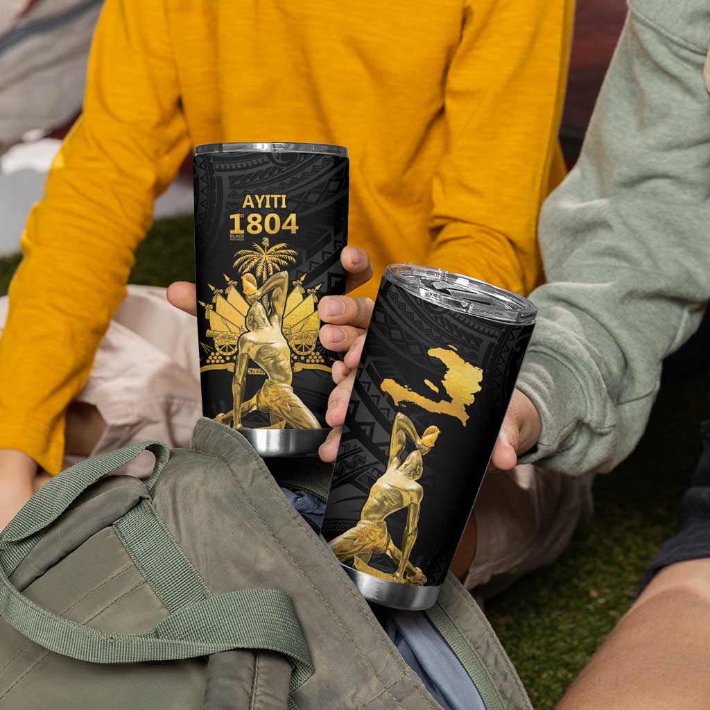 Haitian Negre Marron 1804 Tumbler Cup Black Polynesian Pattern