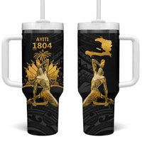 Haitian Negre Marron 1804 Tumbler With Handle Black Polynesian Pattern