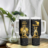 Haitian Negre Marron 1804 Tumbler With Handle Black Polynesian Pattern