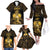 Haitian Negre Marron 1804 Family Matching Off The Shoulder Long Sleeve Dress and Hawaiian Shirt Gold Polynesian Pattern