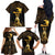 Haitian Negre Marron 1804 Family Matching Off The Shoulder Long Sleeve Dress and Hawaiian Shirt Gold Polynesian Pattern