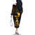 Haitian Negre Marron 1804 Family Matching Off The Shoulder Long Sleeve Dress and Hawaiian Shirt Gold Polynesian Pattern