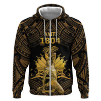 Haitian Negre Marron 1804 Hoodie Gold Polynesian Pattern