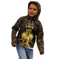 Haitian Negre Marron 1804 Kid Hoodie Gold Polynesian Pattern