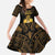 Haitian Negre Marron 1804 Kid Short Sleeve Dress Gold Polynesian Pattern