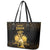 Haitian Negre Marron 1804 Leather Tote Bag Gold Polynesian Pattern