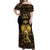 Haitian Negre Marron 1804 Off Shoulder Maxi Dress Gold Polynesian Pattern