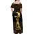 Haitian Negre Marron 1804 Off Shoulder Maxi Dress Gold Polynesian Pattern