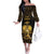 Haitian Negre Marron 1804 Off The Shoulder Long Sleeve Dress Gold Polynesian Pattern