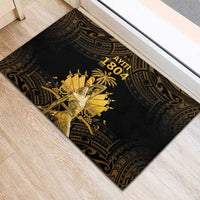 Haitian Negre Marron 1804 Rubber Doormat Gold Polynesian Pattern