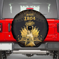 Haitian Negre Marron 1804 Spare Tire Cover Gold Polynesian Pattern
