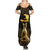 Haitian Negre Marron 1804 Summer Maxi Dress Gold Polynesian Pattern