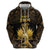 Haitian Negre Marron 1804 Zip Hoodie Gold Polynesian Pattern