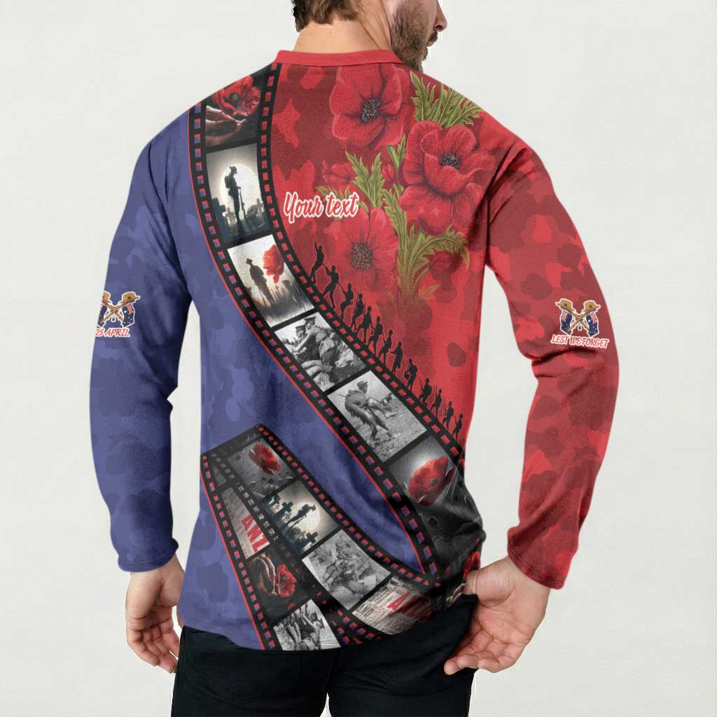 Personalised ANZAC Spirit 1915-2026 Filmstrip Tribute Button Sweatshirt Lest We Forget 25 April
