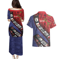 Personalised ANZAC Spirit 1915-2026 Filmstrip Tribute Couples Matching Puletasi and Hawaiian Shirt Lest We Forget 25 April LT9 - Polynesian Pride