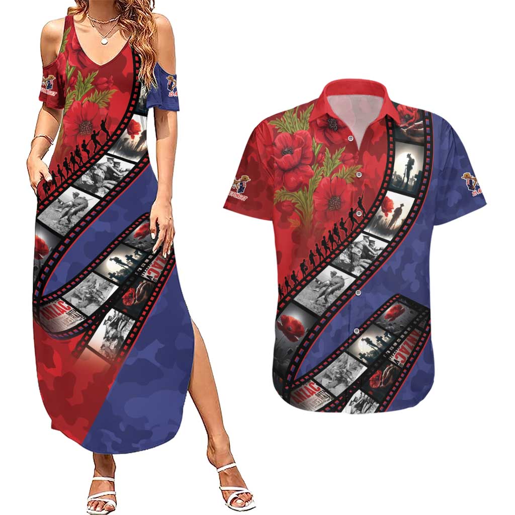 Personalised ANZAC Spirit 1915-2026 Filmstrip Tribute Couples Matching Summer Maxi Dress and Hawaiian Shirt Lest We Forget 25 April