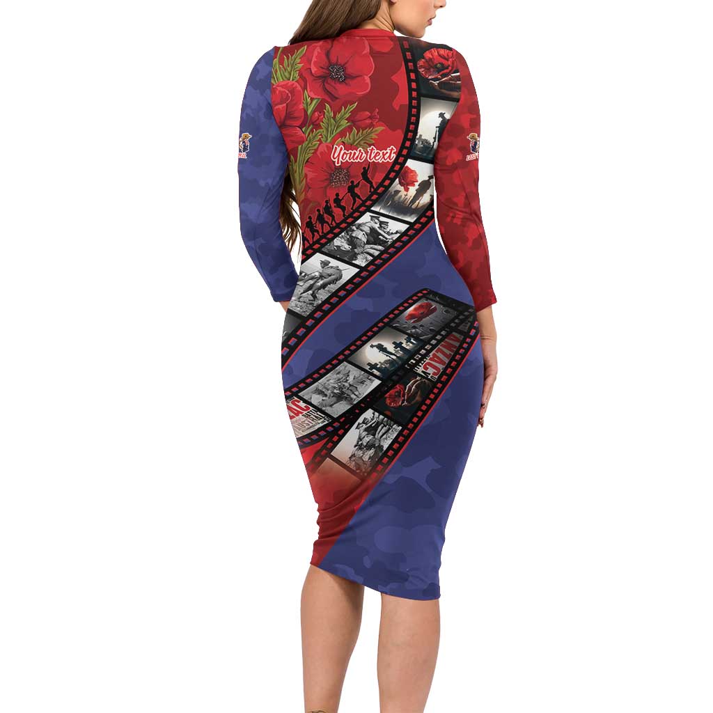 Personalised ANZAC Spirit 1915-2026 Filmstrip Tribute Family Matching Long Sleeve Bodycon Dress and Hawaiian Shirt Lest We Forget 25 April LT9 - Polynesian Pride
