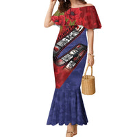 Personalised ANZAC Spirit 1915-2026 Filmstrip Tribute Family Matching Mermaid Dress and Hawaiian Shirt Lest We Forget 25 April LT9 Mom's Dress Red - Polynesian Pride