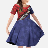 Personalised ANZAC Spirit 1915-2026 Filmstrip Tribute Family Matching Off Shoulder Maxi Dress and Hawaiian Shirt Lest We Forget 25 April LT9 Daughter's Dress Red - Polynesian Pride