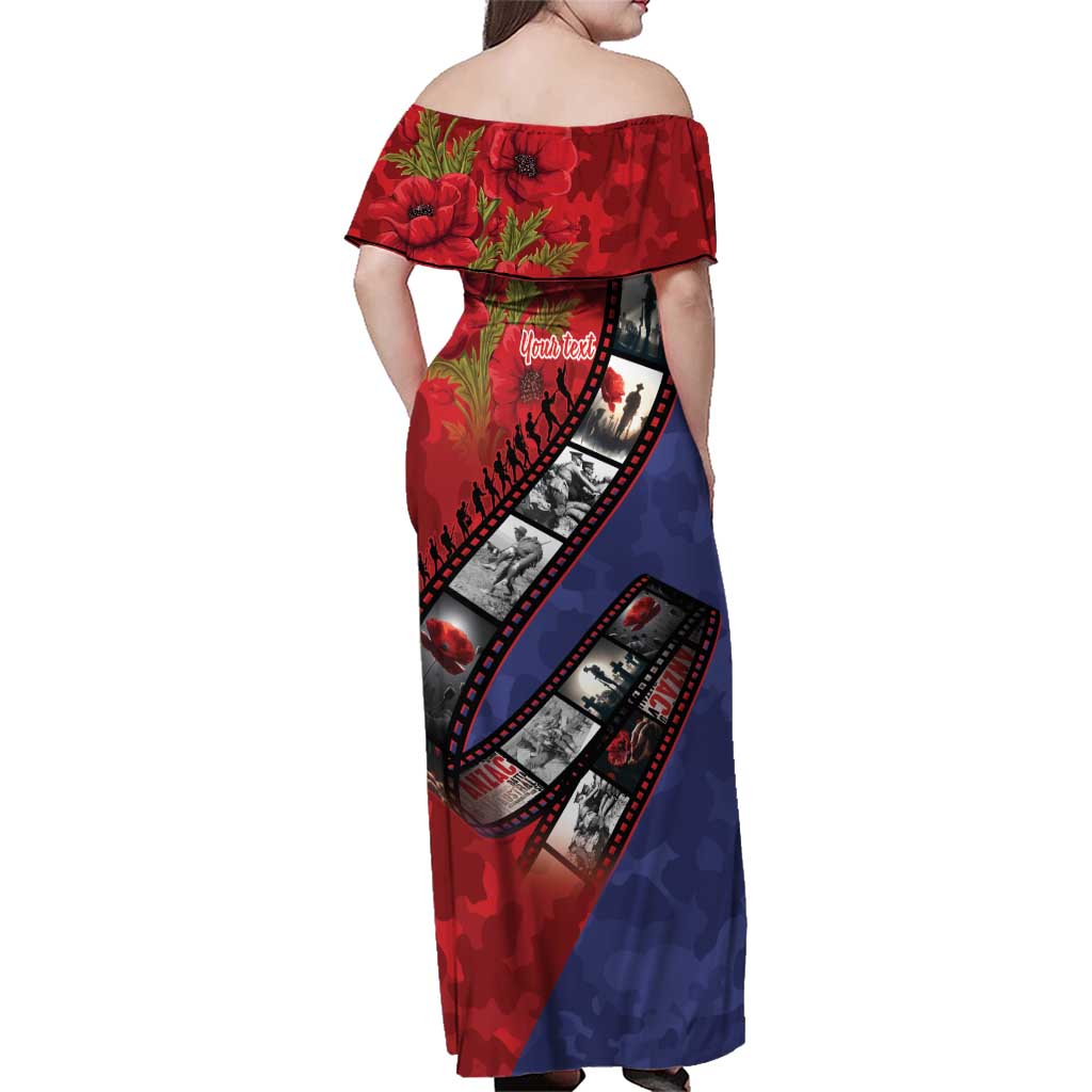 Personalised ANZAC Spirit 1915-2026 Filmstrip Tribute Family Matching Off Shoulder Maxi Dress and Hawaiian Shirt Lest We Forget 25 April LT9 - Polynesian Pride