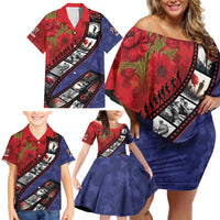 Personalised ANZAC Spirit 1915-2026 Filmstrip Tribute Family Matching Off Shoulder Short Dress and Hawaiian Shirt Lest We Forget 25 April LT9 - Polynesian Pride