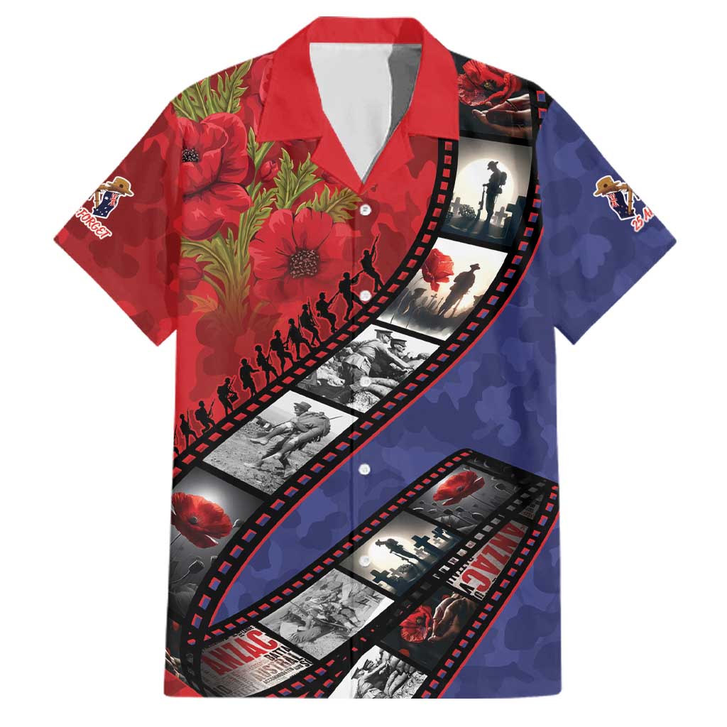 Personalised ANZAC Spirit 1915-2026 Filmstrip Tribute Family Matching Off Shoulder Short Dress and Hawaiian Shirt Lest We Forget 25 April LT9 Dad's Shirt - Short Sleeve Red - Polynesian Pride
