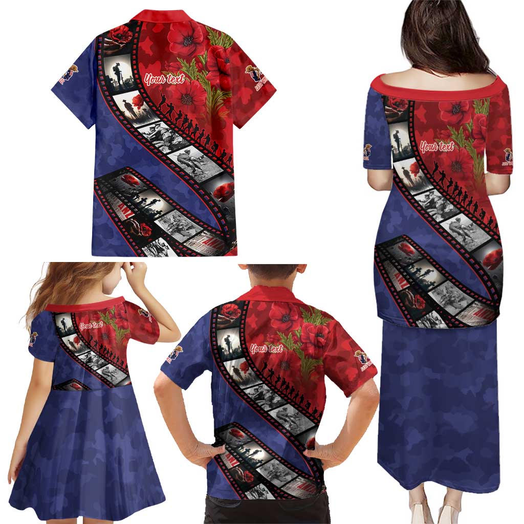 Personalised ANZAC Spirit 1915-2026 Filmstrip Tribute Family Matching Puletasi and Hawaiian Shirt Lest We Forget 25 April LT9 - Polynesian Pride