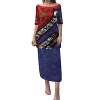 Personalised ANZAC Spirit 1915-2026 Filmstrip Tribute Family Matching Puletasi and Hawaiian Shirt Lest We Forget 25 April LT9 Mom's Dress Red - Polynesian Pride