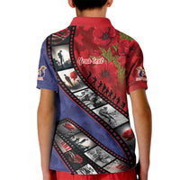 Personalised ANZAC Spirit 1915-2026 Filmstrip Tribute Kid Polo Shirt Lest We Forget 25 April LT9 - Polynesian Pride