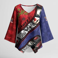 Personalised ANZAC Spirit 1915-2026 Filmstrip Tribute Kimono Sleeve Blouse Lest We Forget 25 April