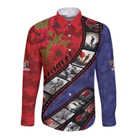 Personalised ANZAC Spirit 1915-2026 Filmstrip Tribute Long Sleeve Button Shirt Lest We Forget 25 April LT9 Unisex Red - Polynesian Pride