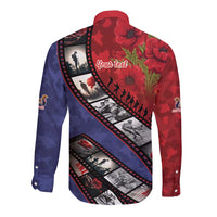 Personalised ANZAC Spirit 1915-2026 Filmstrip Tribute Long Sleeve Button Shirt Lest We Forget 25 April LT9 - Polynesian Pride
