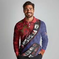 Personalised ANZAC Spirit 1915-2026 Filmstrip Tribute Long Sleeve Polo Shirt Lest We Forget 25 April LT9 - Polynesian Pride