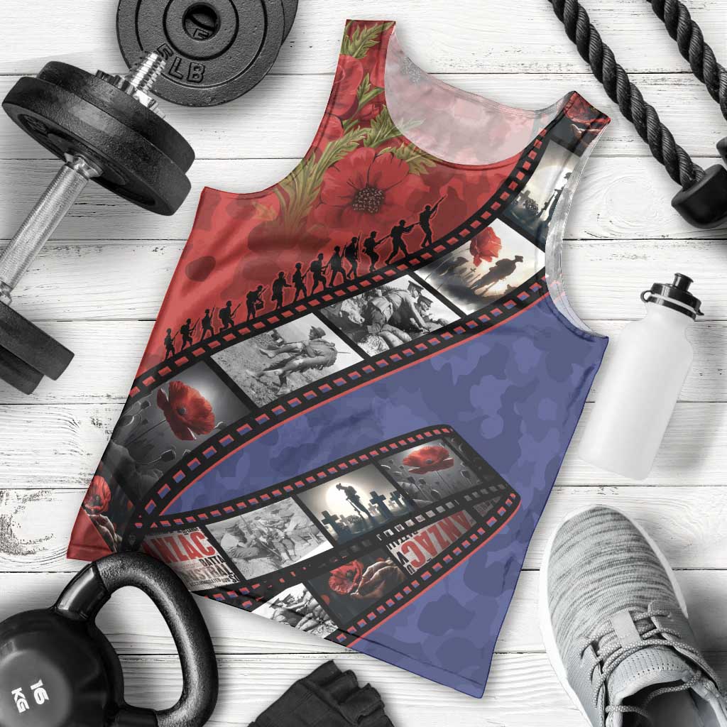 Personalised ANZAC Spirit 1915-2026 Filmstrip Tribute Men Tank Top Lest We Forget 25 April